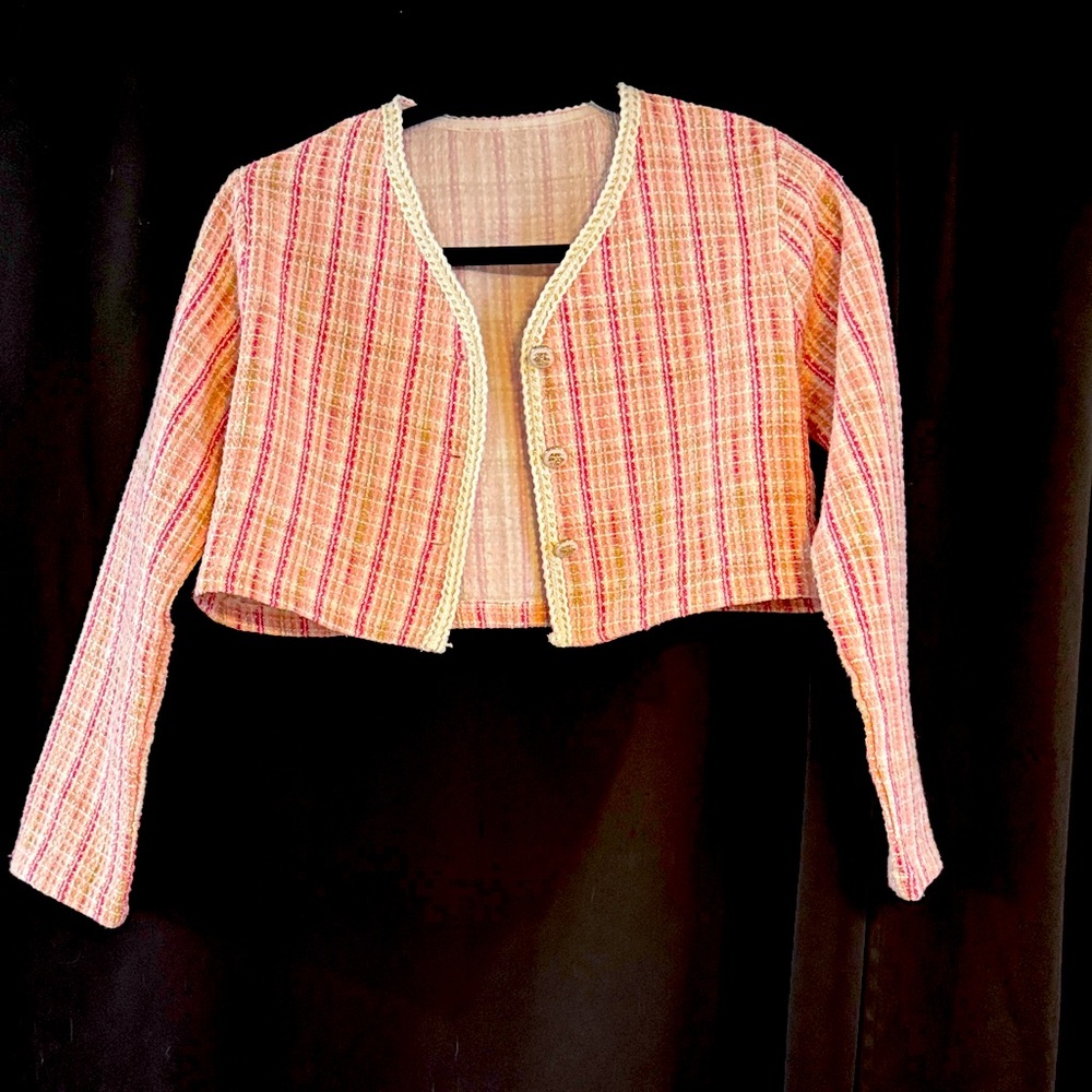 SHEIN Pink and Cream Striped Blazer